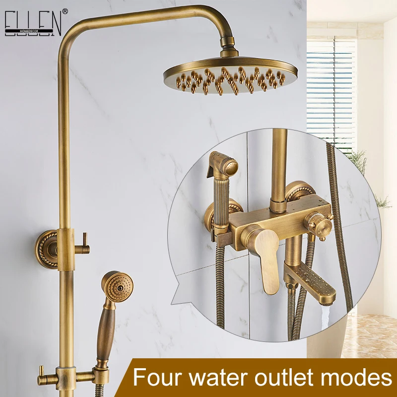 Rain Shower Set With Bidet Spray Faucet Antique Bronze Finished Bath Shower Sets 8