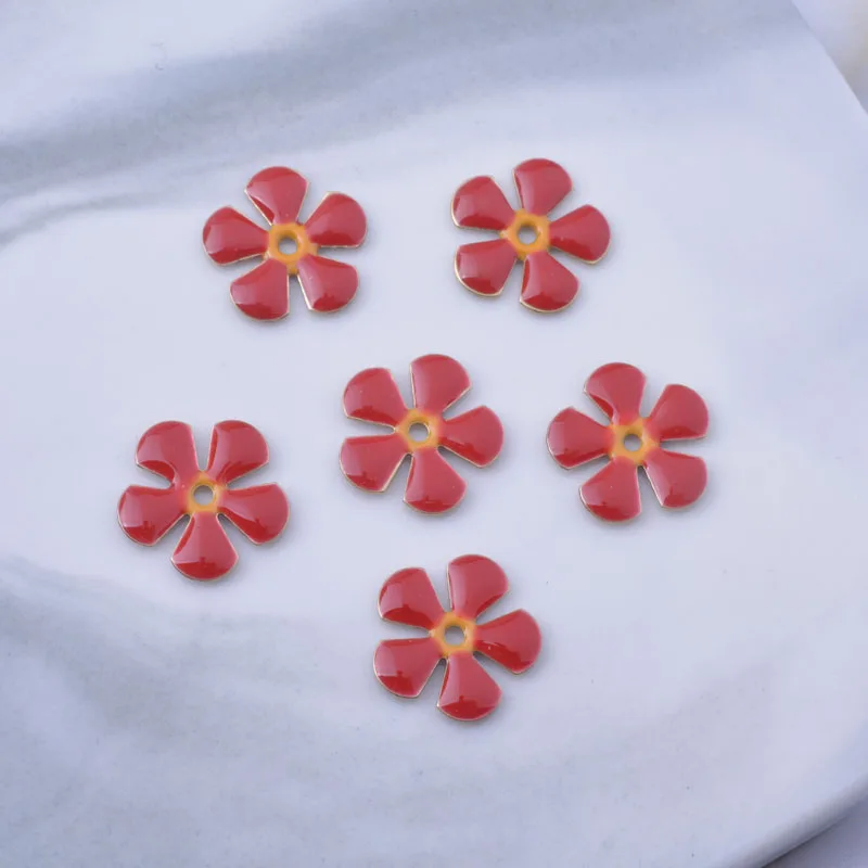 30 Stück Kupfer-Emaille-Blumenperlen, bunt, rot, schwarz, weiß, blau, 12 mm, Perlen-Abstandshalter für Armbänder und Ohrringe, Schmuckzubehör – Detail 8