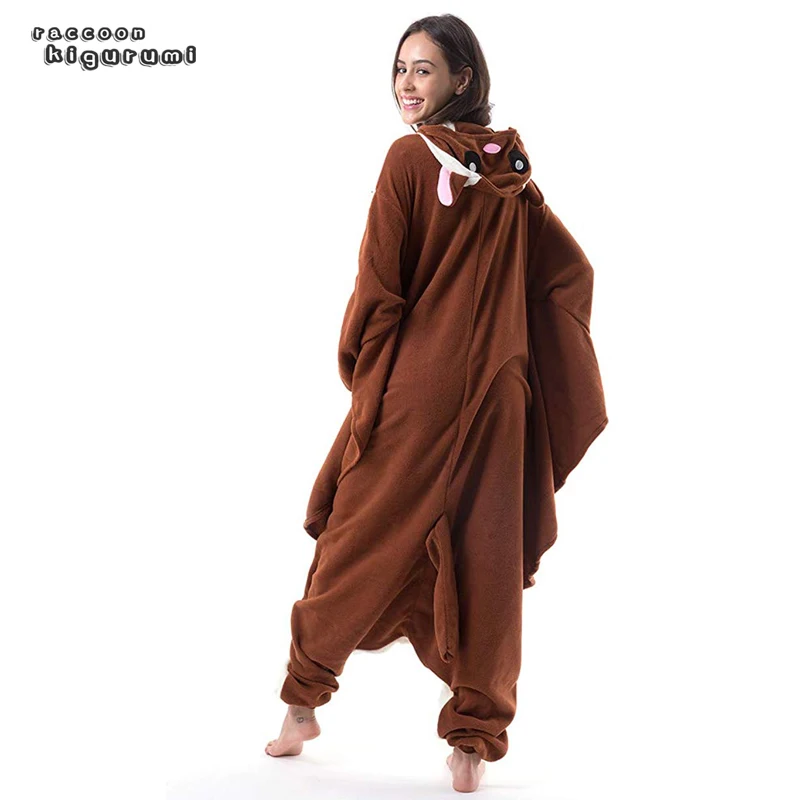 Adult Unisex (XXL145-200CM) Animal Flying Squirrel Woman Onesies Winter Halloween Cartoon Cosplay Pajama Raccoon Kigurumi