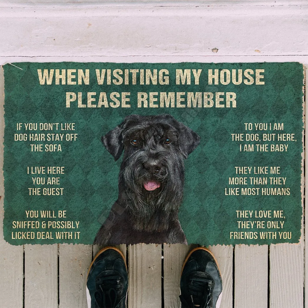 

3D Please Remember Giant Schnauzer House Rules Custom Doormat Non Slip Door Floor Mats Decor Porch Doormat