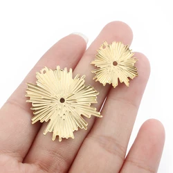 20Pcs Raw Brass Sun Flower Charms Burning Fire Flower Pendant For DIY Bracelet Earring Jewelry Making Findings