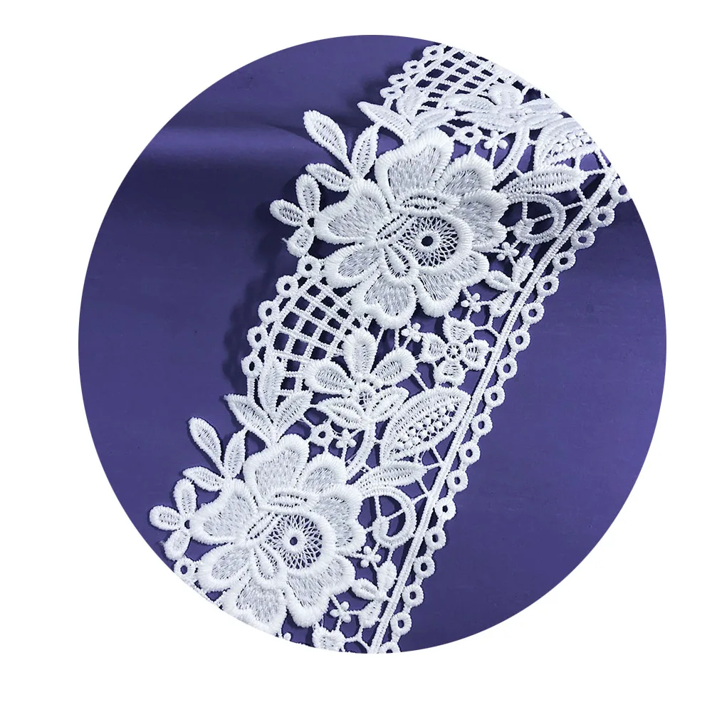 10yard White African Lace Fabric Ribbon 9.3cm High Quality Arts Craft Sewing Trim Wedding Dress Accessories Diy Women Skirt Deco