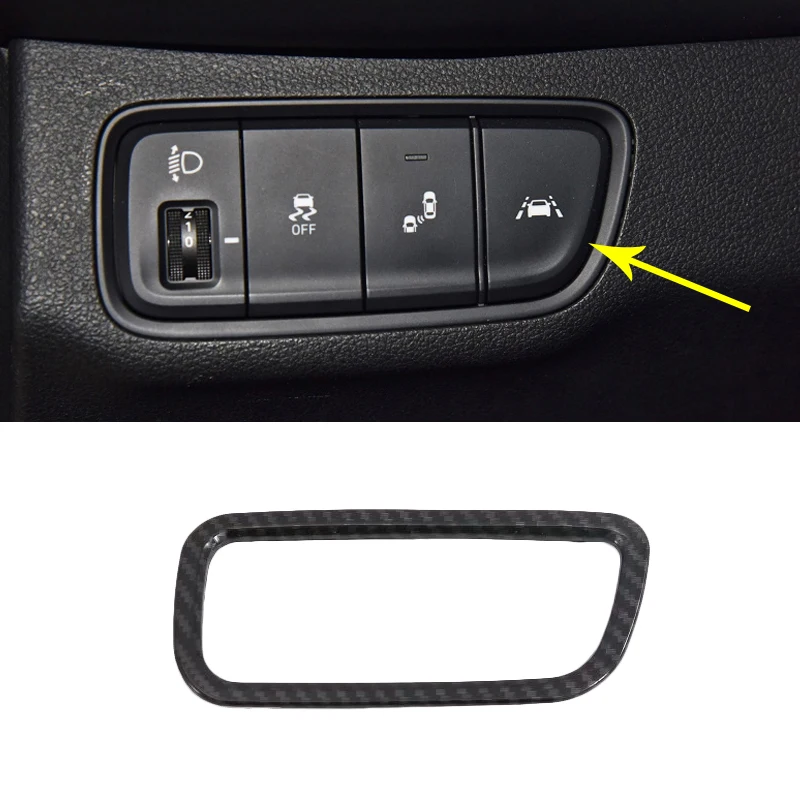 For Hyundai Santa Fe 2019 2020 Carbon Fiber Window Lift Switch Button Cover Trims Door Armrest Panel Frame Interior Accessories