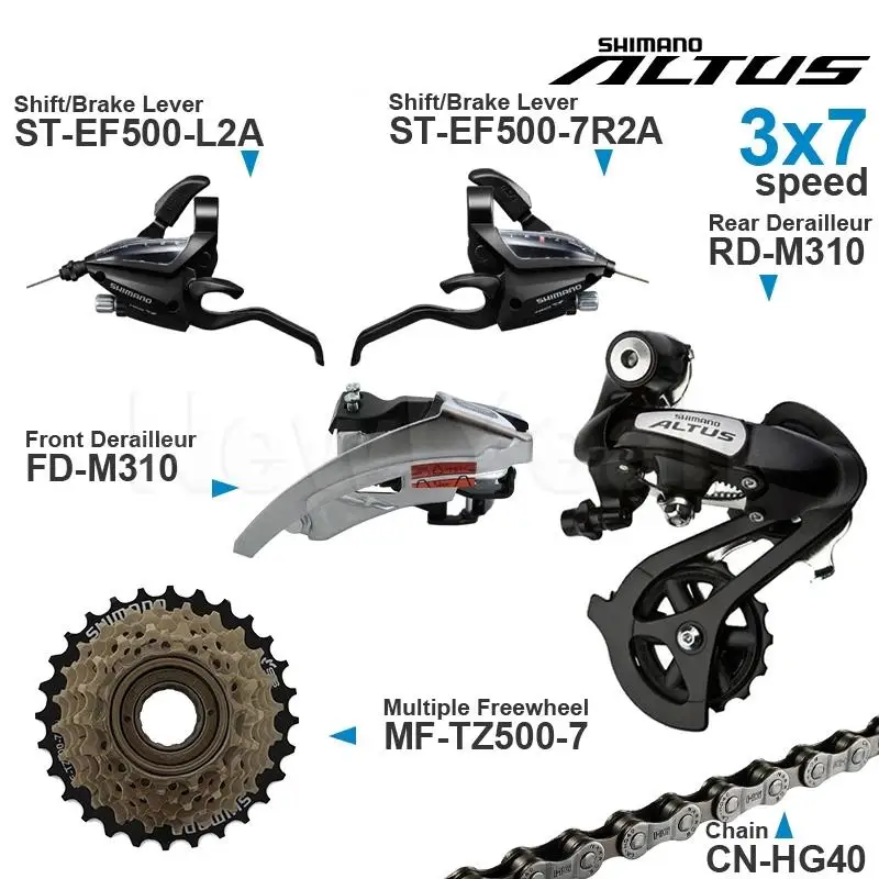 

SHIMANO ALTUS ACERA 3x7 Speed Groupset include EF500 Shifters M310 M360 Front/Rear Derailleur MF-TZ500 Cassette Sprocket Chain