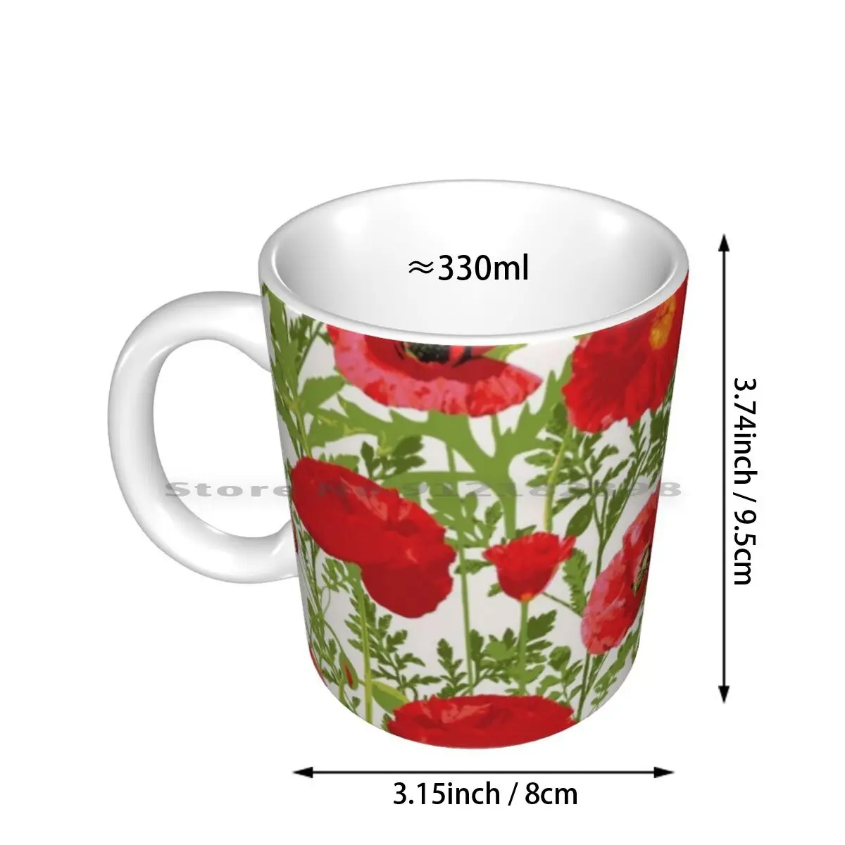 Poppy Red Ceramic Mugs Coffee Cups Milk Tea Mug Floral Red Poppy Poppies Bright Summer Cheerful Heathert Creative Trending