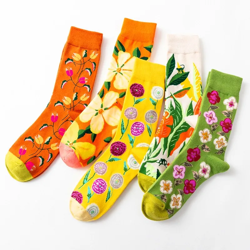 1 Pair Women Socks Cartoon Dog Octopus Flower Plant Kawaii Funny Casual Female Cotton Sock Hosiery Streetwear Harajuku Crew Sock image 4