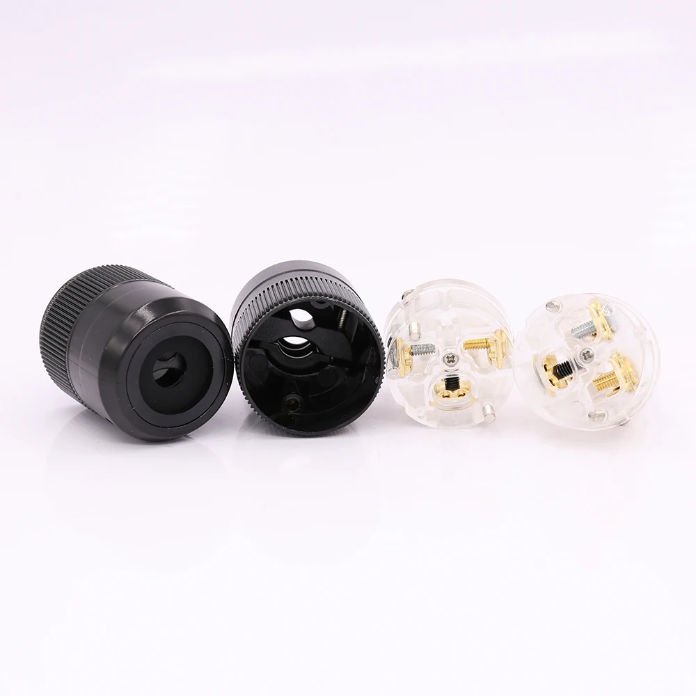 High quality Gold Plated transparent US AC Power Plug hifi IEC Female Connector DIY Power cable