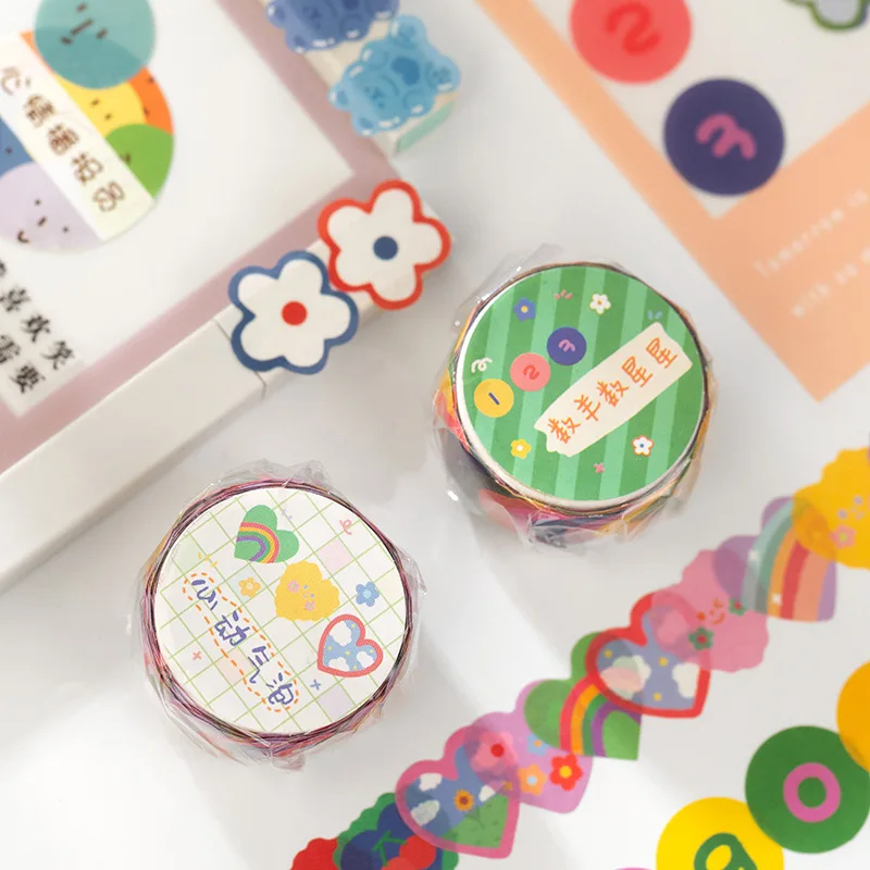 100 Pcs/Roll Colorfull  Number Alphabet Heart Washi Tape Masking DIY Scrapbooking Sticker Stationery