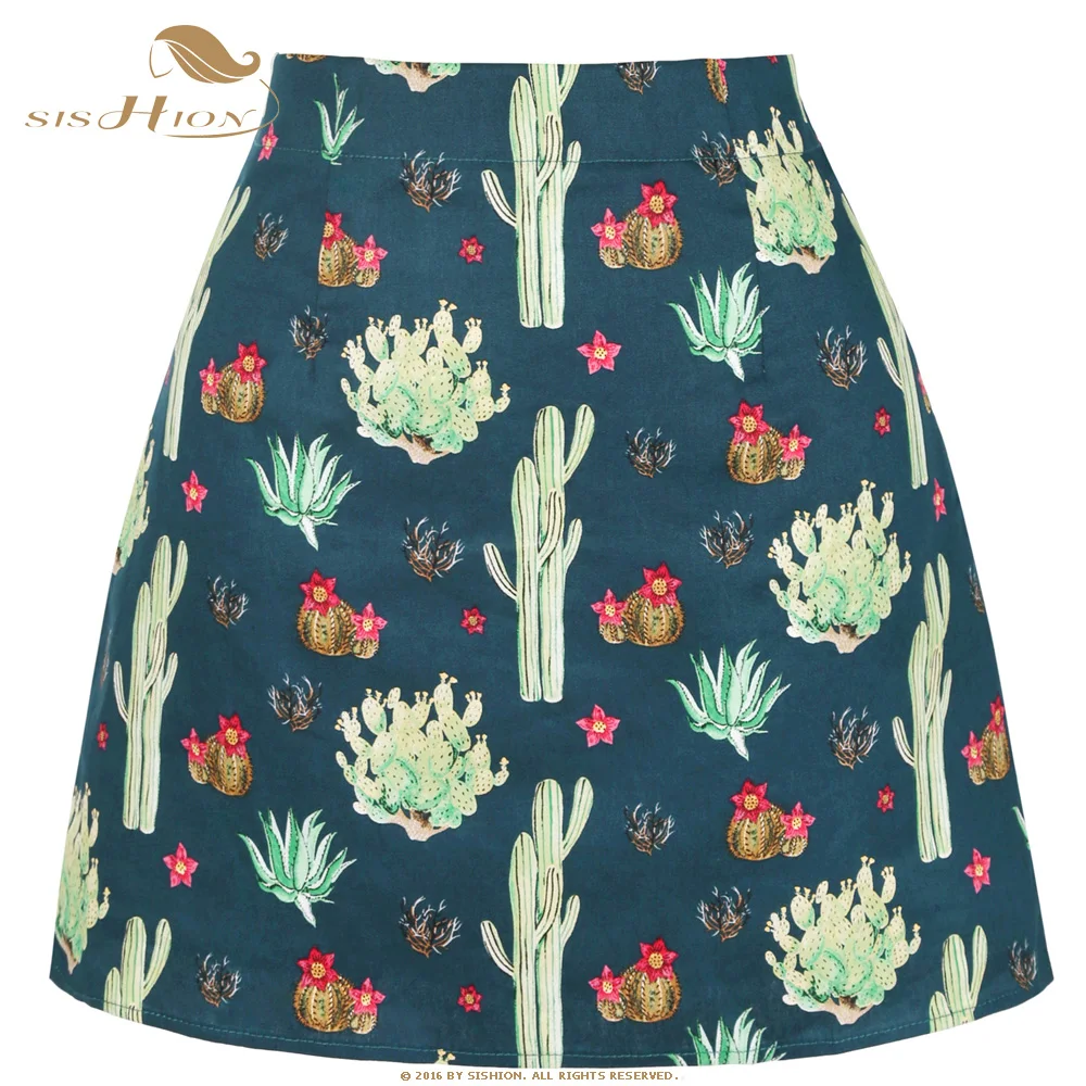 SISHION Dropshipping Floral Toucan Print Mini Rock SS0008 Baumwolle Vintage Schlank Retro Sexy Röcke Frauen Damen Frauen Rock Y2K – Detail 28