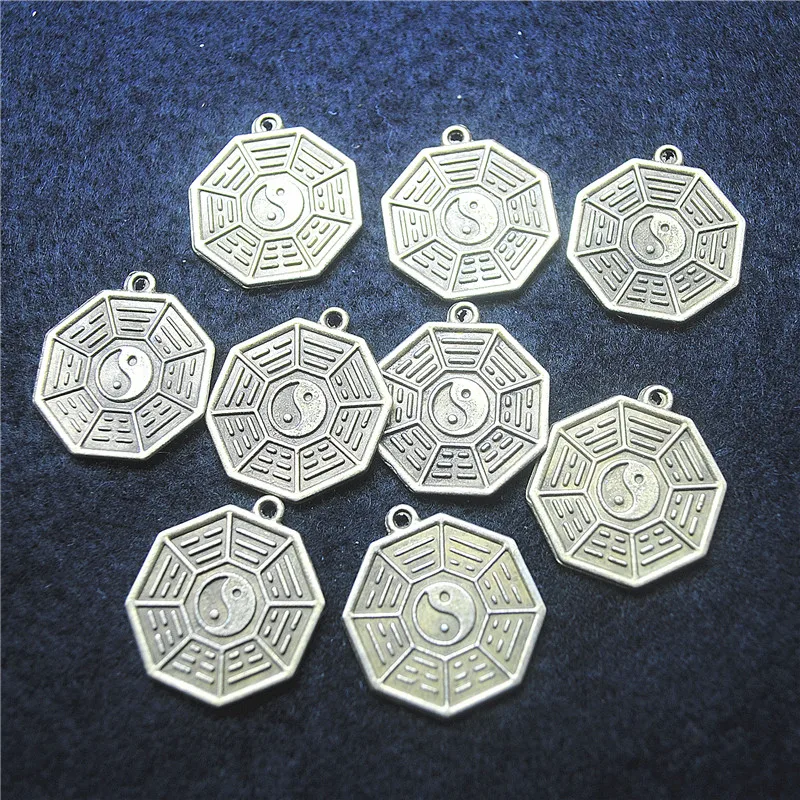 20PCS Eight Diagrams Yielded Pendants Alloy Material Size 27X24MM For Religious Jewelry DIY Making Acessories And Findings