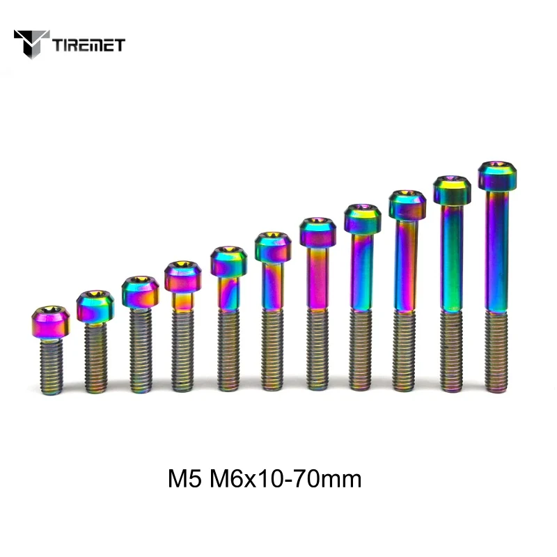 1Pcs Titanium Bolts Torx Head Screw Rainbow M5 M6x10-70mm Fit Bicycle Stem Headset Brake Caliper Frame Rack Holder