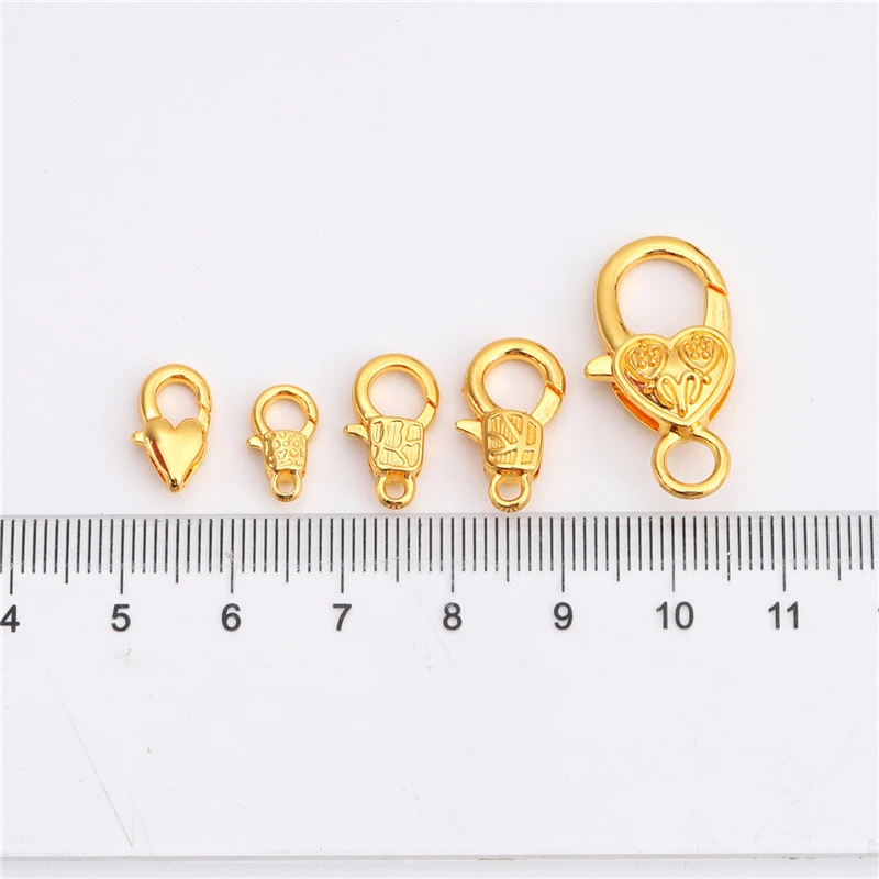 11-27mm 18K Gold 5Pcs Fashion Jewelry Findings,Copper Lobster Clasp Hooks for Necklace&Bracelet Chain DIY