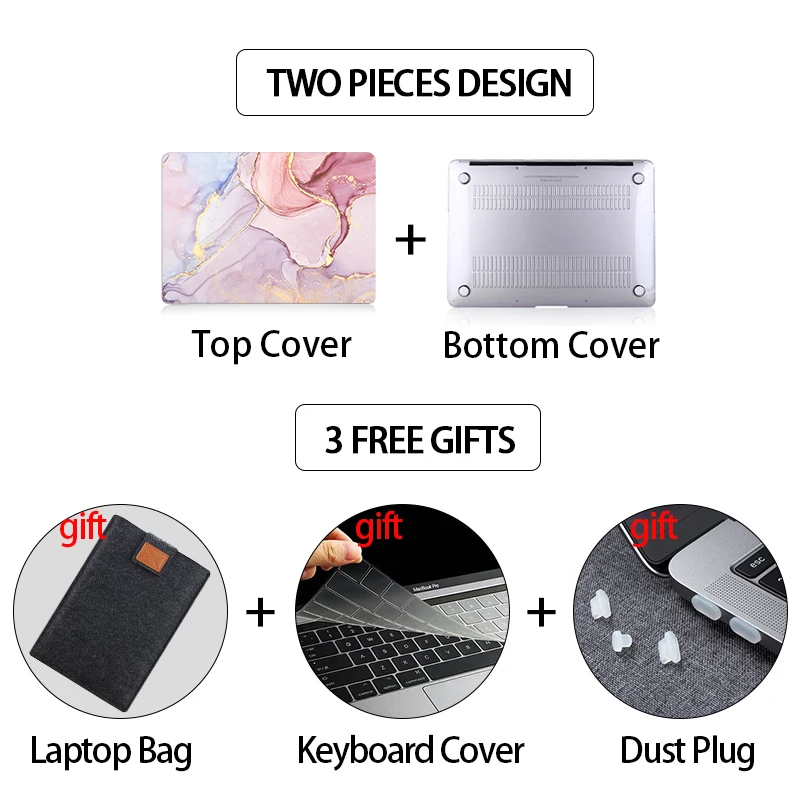 Imagem -03 - Capa para Laptop para Macbook Air 13 13.6 m1 m2 A2337 A2681 A1932 Capa Rígida para Macbook Pro 13 14 A2338 A2289 A2251 Tampa do Teclado