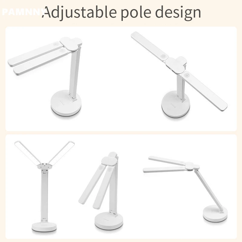PAMNNY Desk Lamp Dual-Head Type High Brightness LED Table Lamp Touch Dimming Foldable  Work and Study Eye Protection Table Light