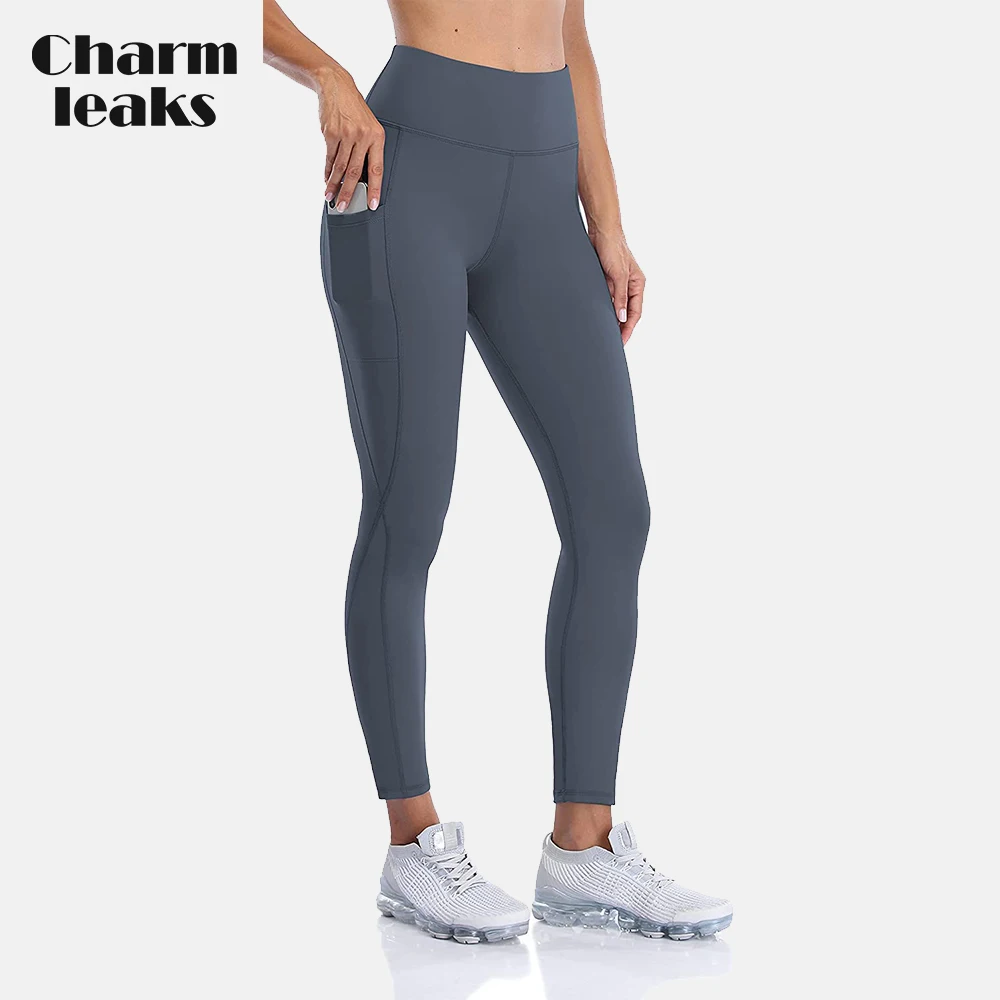 Charmleaks Women's Fleece Lined Leggings Winter Thermal Yoga Pants with Pockets High Waisted