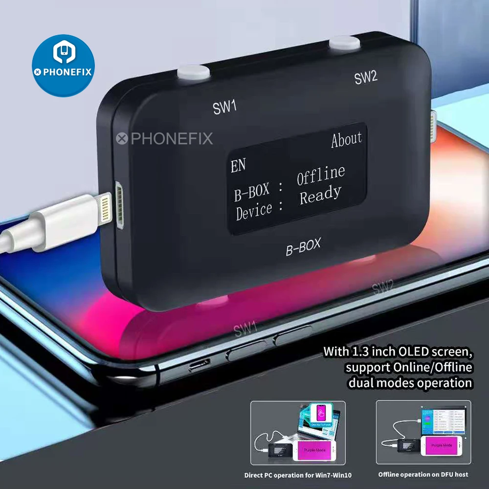 JC B-BOX DFU الأسود أداة ل فون A7-A11 واحد مفتاح الأرجواني وضع التفكيك المطلوبة HDD القراءة سادة البرمجة نفس DFU مربع