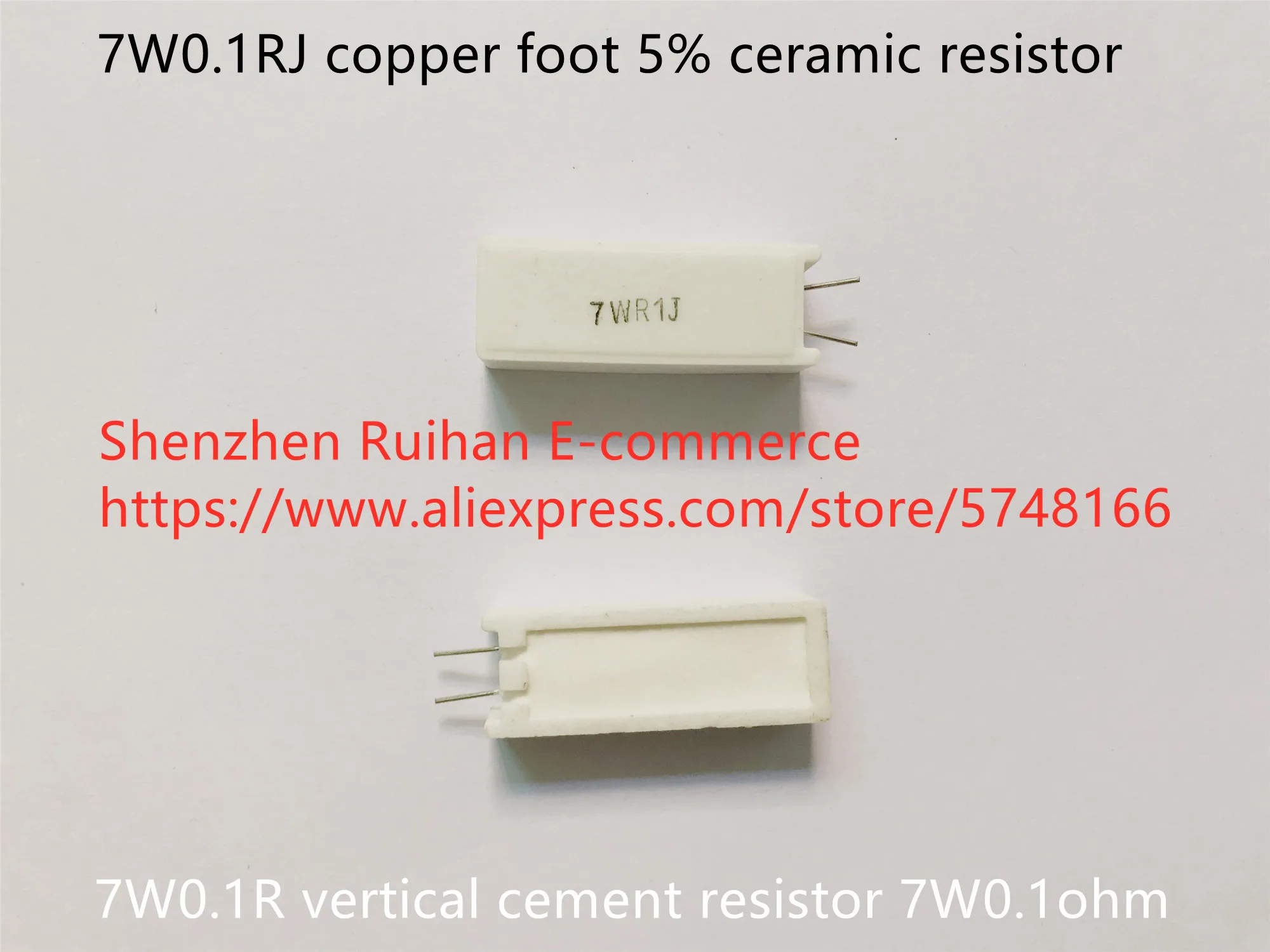 Original new 100% 7W0.1R vertical cement resistor 7W0.1ohm 7W0.1RJ copper foot 5% ceramic resistor (Inductor)