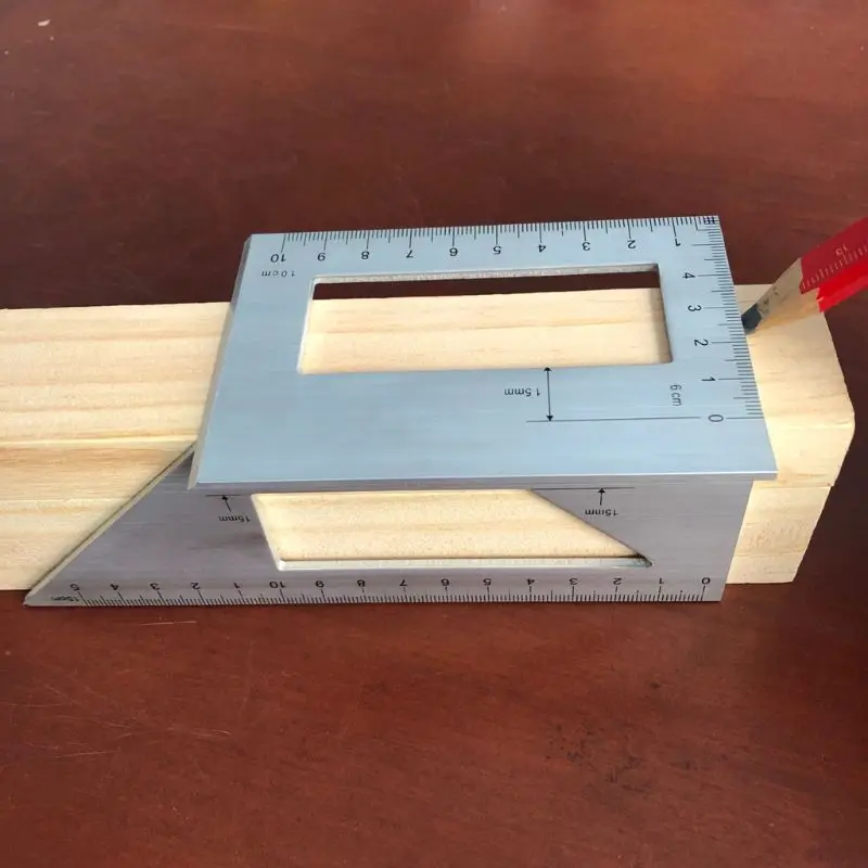 Regla multifunción cuadrada madera aleación aluminio, 45, regla calibre 90 grados, herramientas para carpintería