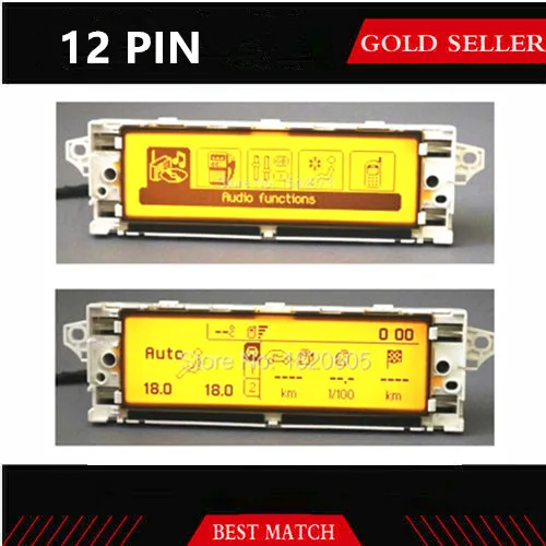 Car White Shell Monitor display USB Bluetooth Air-Conditioning Yellow Color 12 pin Screen For Peugeot 407 408 307 C5