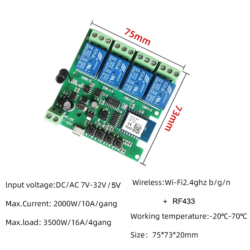 Tuya wifi interruptor de luz módulo relé 4ch vida inteligente app sem fio interruptor controle remoto apoio automático alexa google assistente