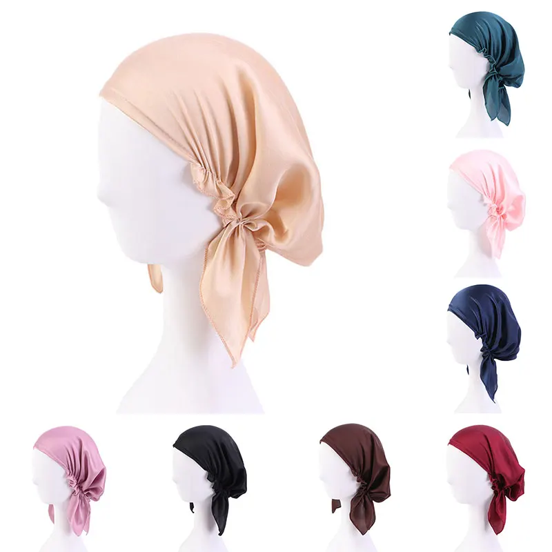 Moda satynowy jedwab Underscarf wewnętrzny hidżab czapki kobiety Turban muzułmański kapelusiki dziecięce arabski bandaż Headwrap kobiece muzułmańskie hidżaby