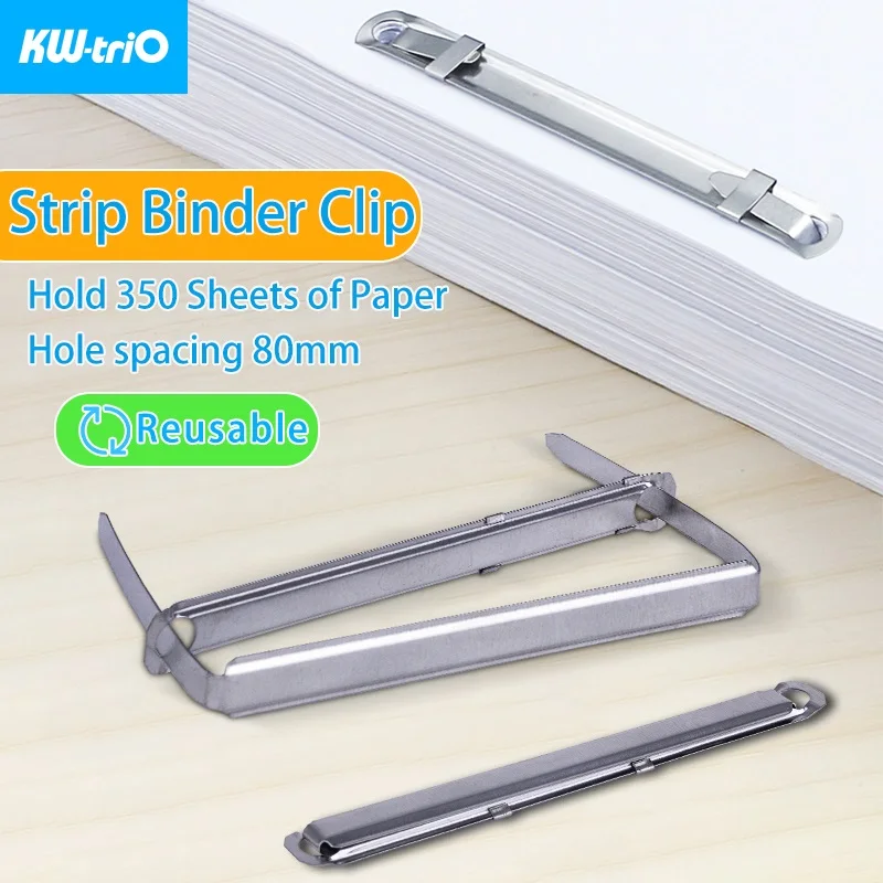 KW-triO Strip Binder Clip Notebook Binding Clamp Reusable Binder Folder DIY Planner Binding Clip Paper Induction Office Supplies