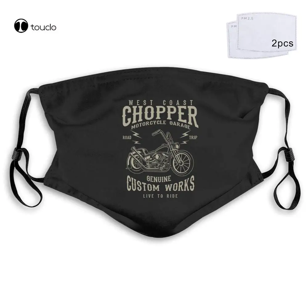 Chopper Vintage Motorcycles Biker Custom Bopper Krad top Quality Face Mask Filter Pocket Cloth Reusable Washable