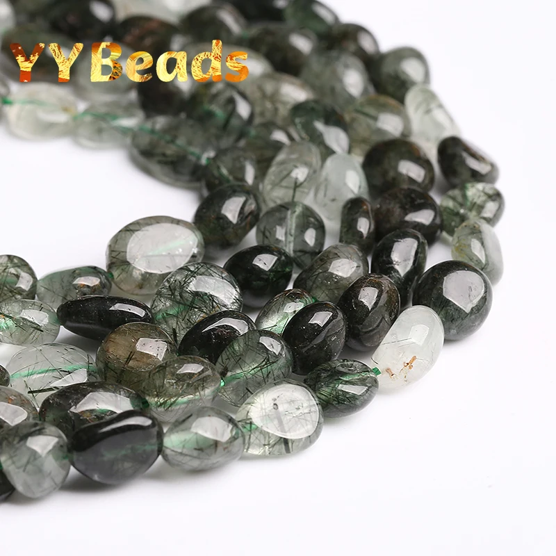 

8x10mm Natural Irregular Green Rutilated Quartz Crystal Beads Loose Beads For Jewelry Making DIY Bracelets Necklaces Accessories