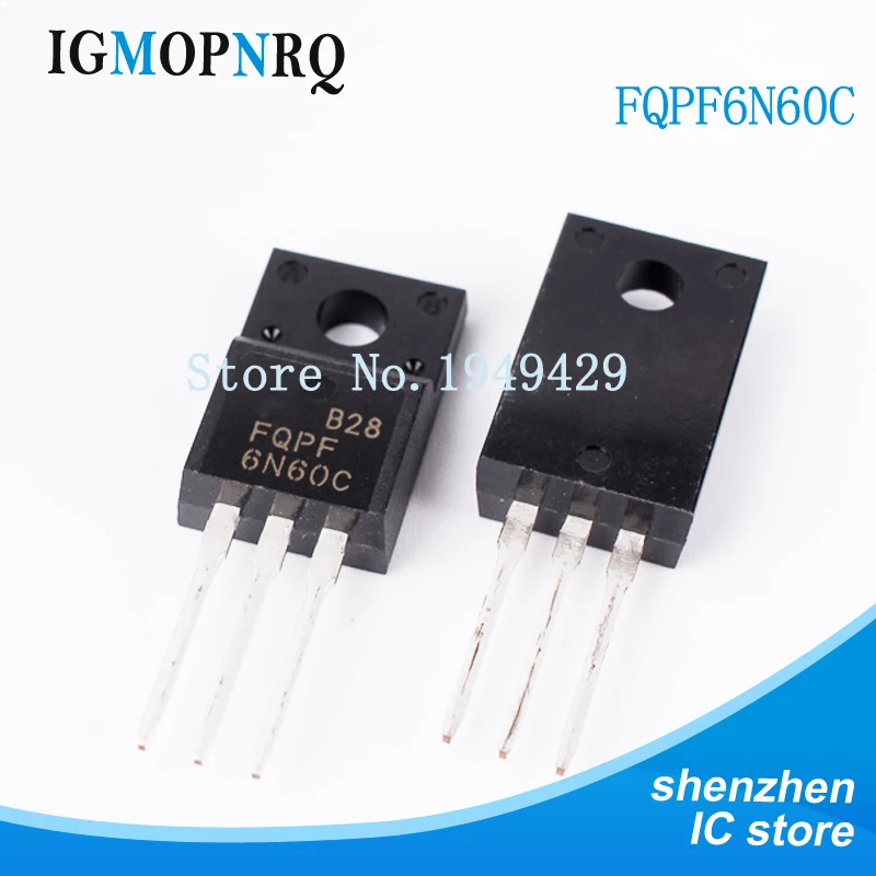 10PCS FQPF6N60C TO-220 6N60C 6N60 TO220 FQPF6N60 New  Mosfet transistor IC