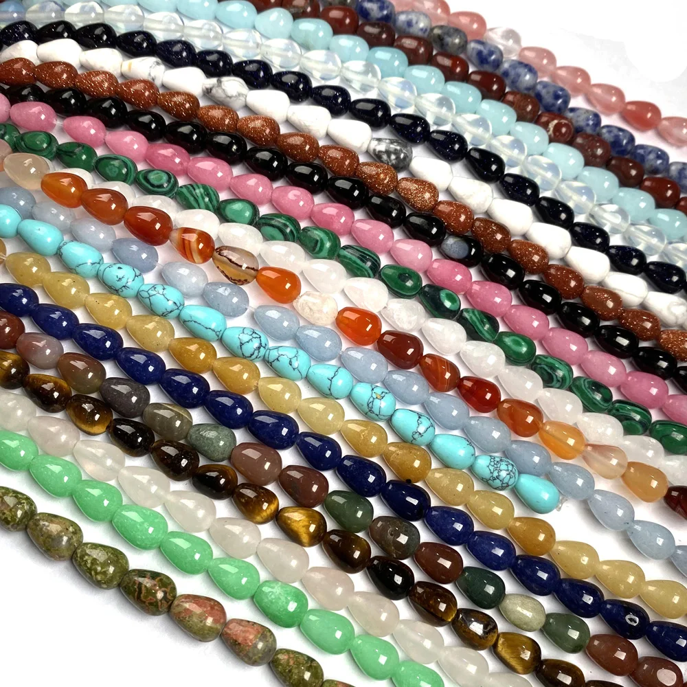 Natural Stone Water Drop Shape Loose Beads Crystal Semifinished String Bead for Jewelry Making DIY Bracelet Necklace Accessories