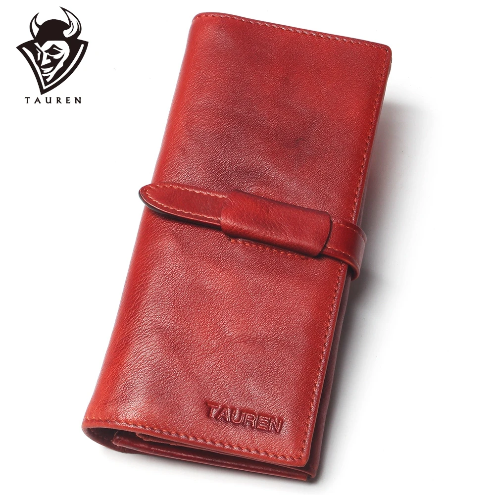 Dip Dye Color RFID Classic 100% Genuine Leather Natural Men & Women Long Wallet Coin Purse Vintage Designer Male Wallets