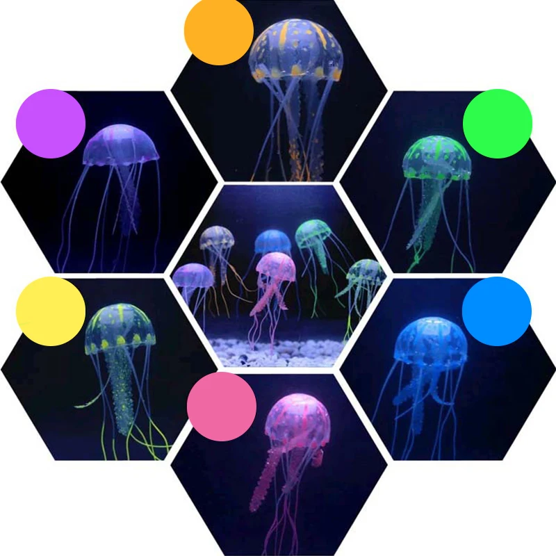 Acuario de medusas de simulación, decoración de paisajismo flotante, medusas coloridas fluorescentes para acompañar a los niños, juguete