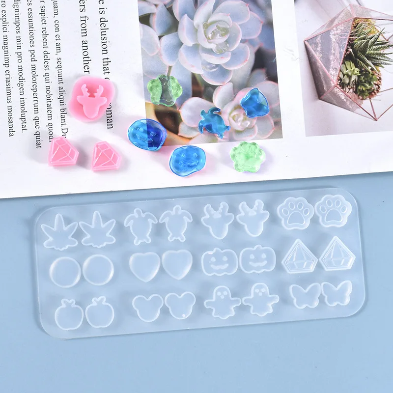 Crystal Mini Small Stud Pendant Cute Butterfly Maple Leaf Silicone Mold DIY Handmade Resin Earrings Jewelry Casting Mould