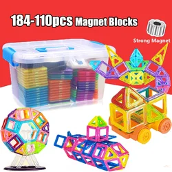 Construtor magnético Magnet Blocks, Designer Set Model, Blocos de Construção, Brinquedos Educativos para Crianças, Presente Tamanho Mini, 110 PCs, 184PCs