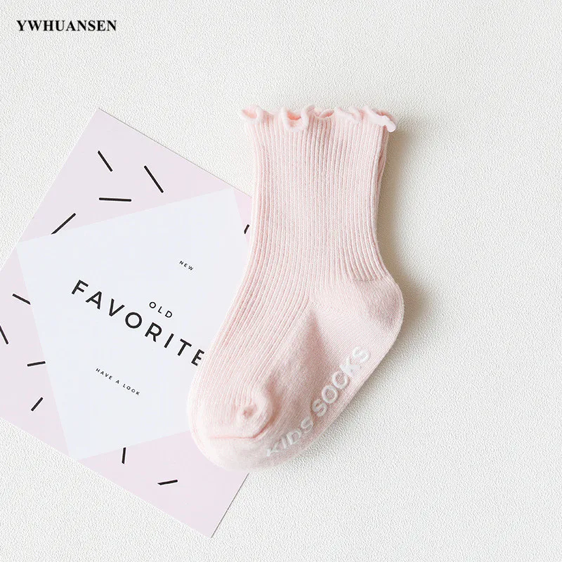 To 4 Yrs Four Seasons Newborn Ruffle Edge Non-Skid Cotton Socks with Grip for Kids Toddlers Baby Girl Boneless Socks