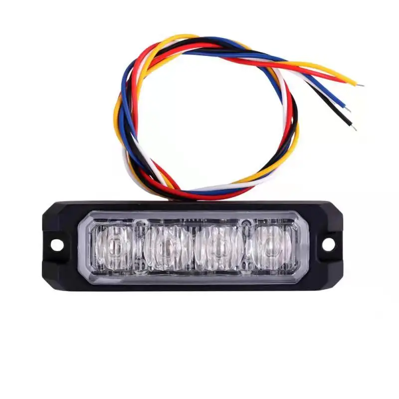 New 4LED Strobe Light 5-Wire Synchronization Function Truck Side Light Car Strobe High-power Warning Lamp Emergency Flash