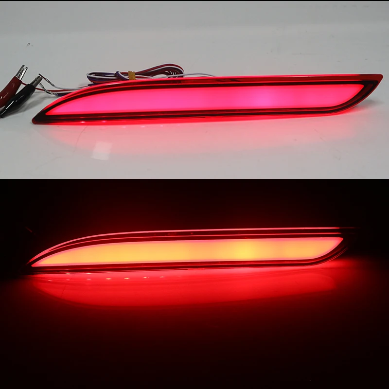 iJDM 3D Optic LED Bumper Reflector Lights For 2015-2017 Ford Mustang Function as Tail/Brake or Rear Fog Lamps Turn Signal Lights