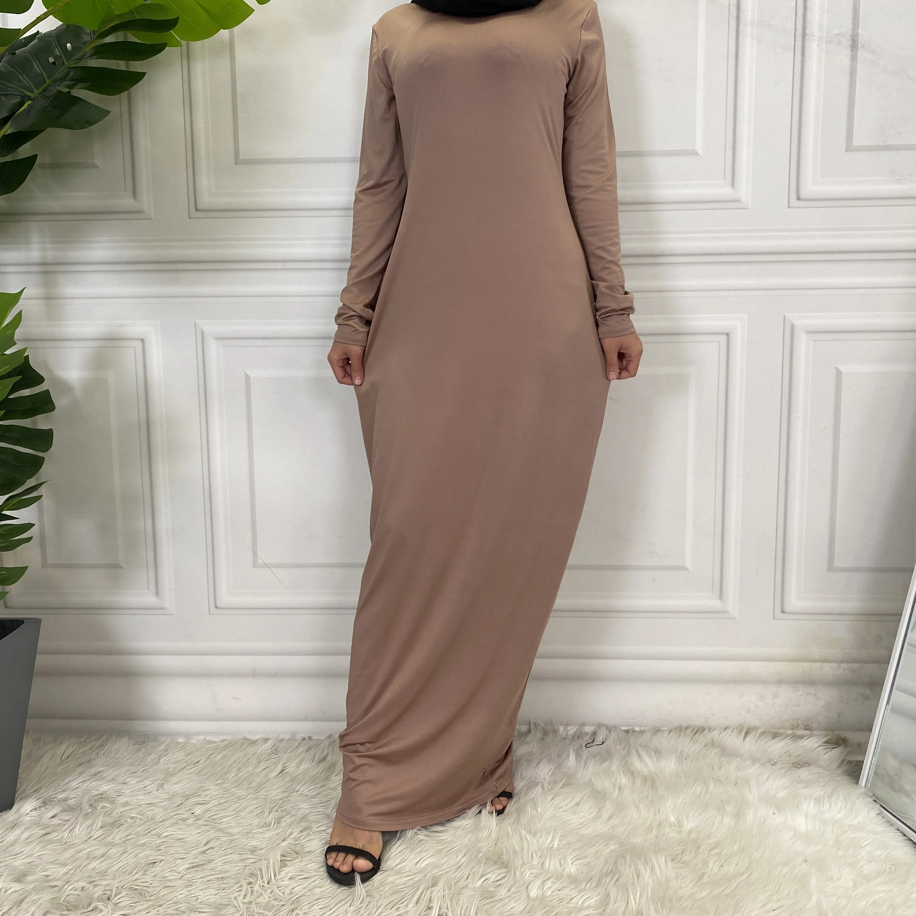 hijab bodycon dress Summer Skirt For Ladies New Inner Muslim Casual Dress For Women Clothing Islamic Abaya Long Sleeve Maxi Slim Inner Dress hot hijab fashion