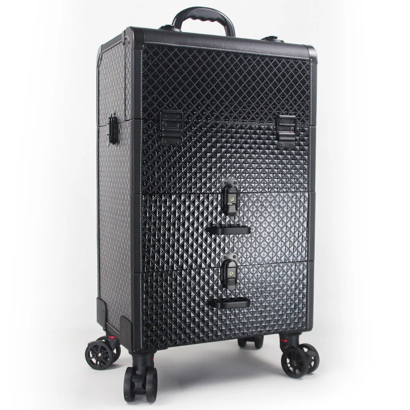 Carro multicapa profesional de lujo, caja de herramientas para cosméticos, equipaje, caja de maquillaje para uñas, estuche de belleza con ruedas,