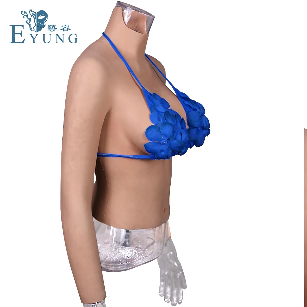 D CUP Realistic Silicone Breast Forms No Oil Half Body Fake Boobs With Sleeves for Crossdresser Shemale Drag Queen Crossdressing