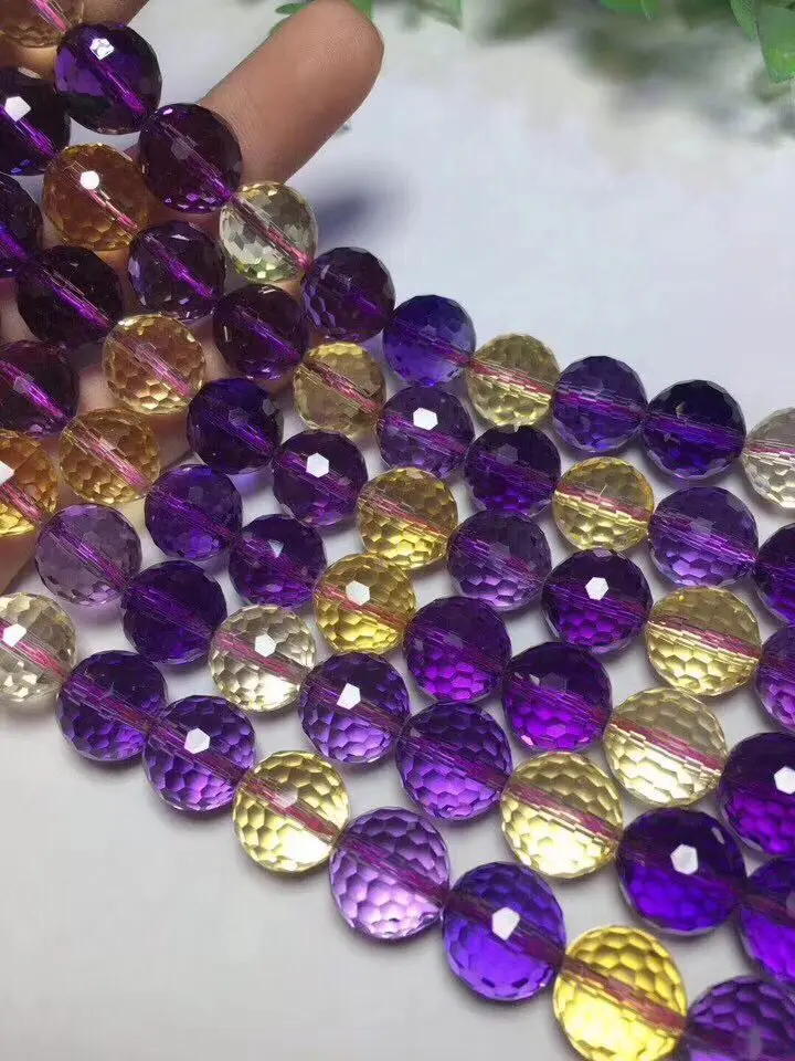 Ametrine round faceted  6/8/10mm 38cm for DIY jewelry making  loose beads  FPPJ wholesale nature