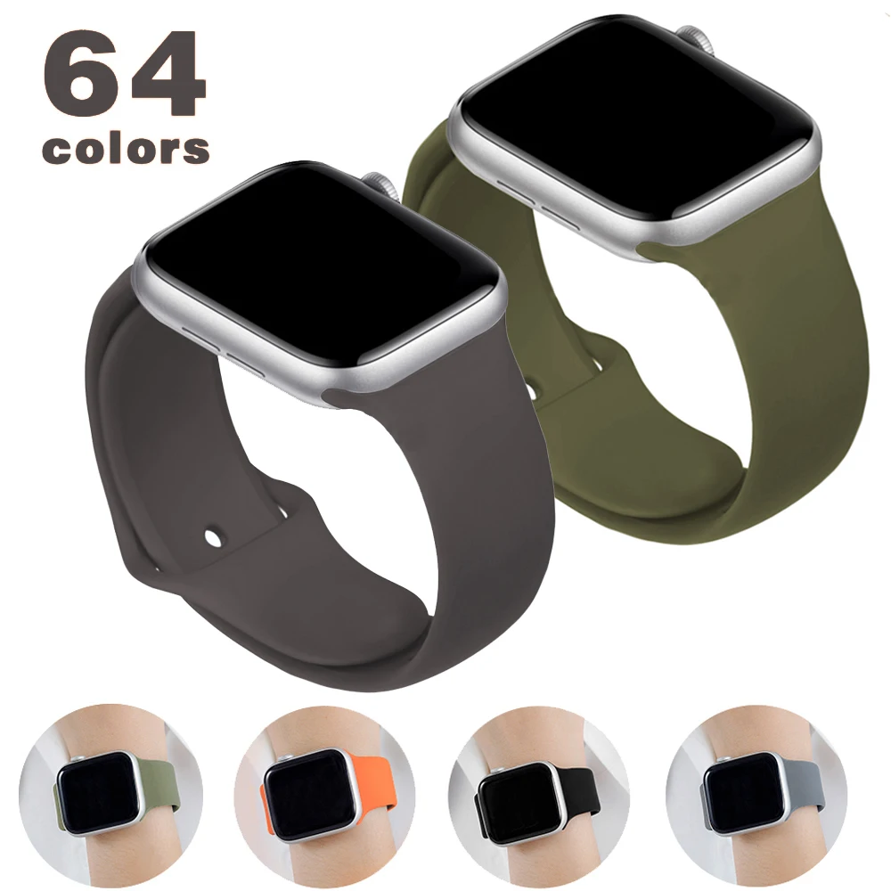 Fashion strap for Apple Watch band 44mm 40mm 38mm 42mm Rubber Accessories belt Watchband correa bracelet Iwatch 3 4 5 6 se band