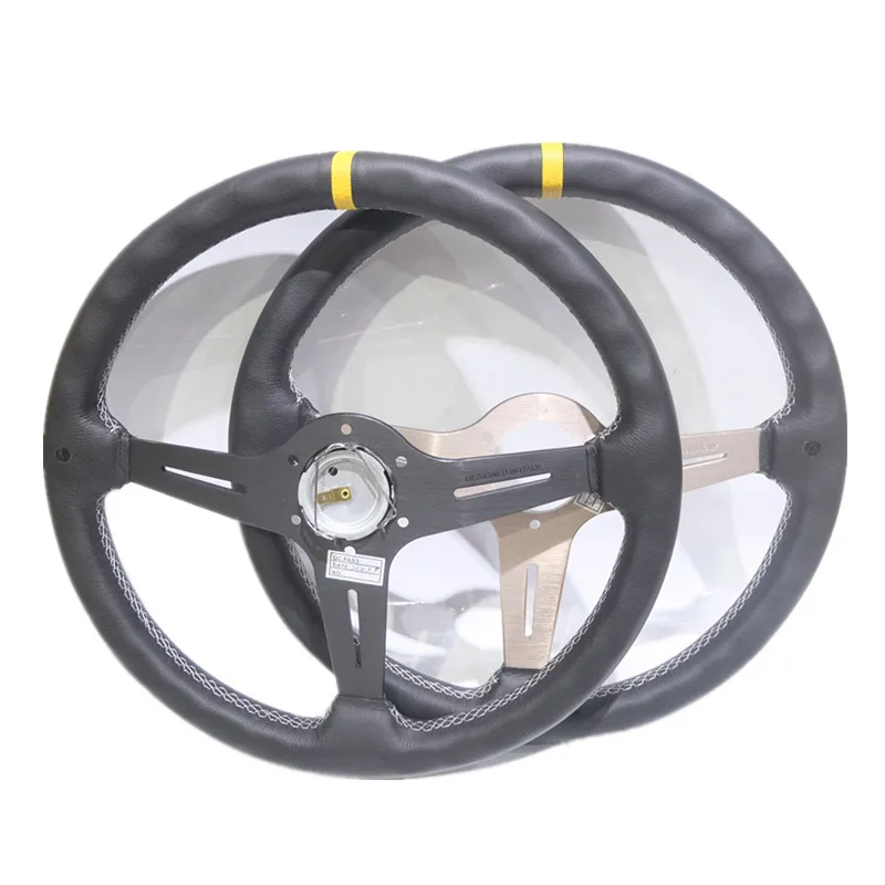 Spsld Refitting Racing 15 inch 360mm Flat Drift Steering Wheel /  Leather steering wheel