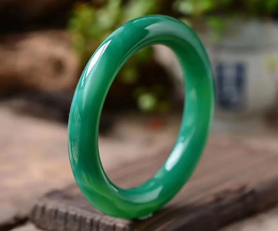 

Natural Chalcedony Women Green Onyx Agate Bangle Bracelet Jewelry Gems Accessories Gifts Wholesale