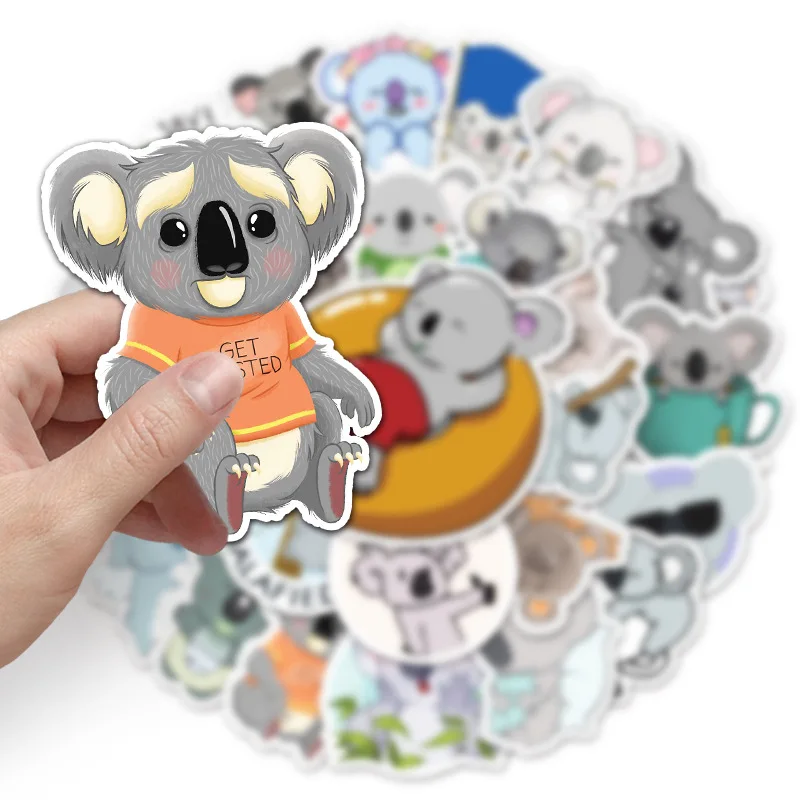 10/50pcs Animal Sticker Cute Koala Stickers Cartoon Series Children's Toys Waterproof Diy Skateboard Guitar Bike Suitcase Decals