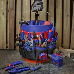 WORKPRO – sac à outils de 5 gallons avec 51 poches de rangement, adapté aux seaux de 3.5 à 5 gallons (outils et seaux non inclus)