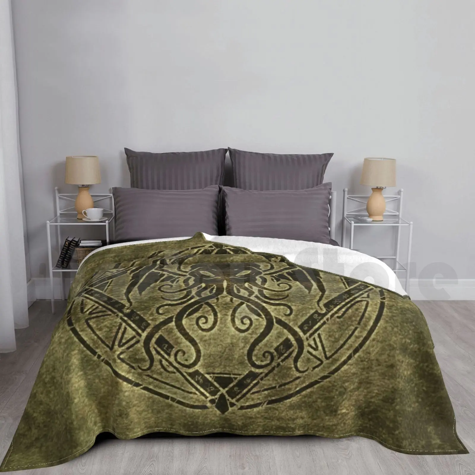 Cthulhu Design-Old Leather Blanket For Sofa Bed Travel Cthulhu Eldritch Horror Dark Elder God Tentacles Elder