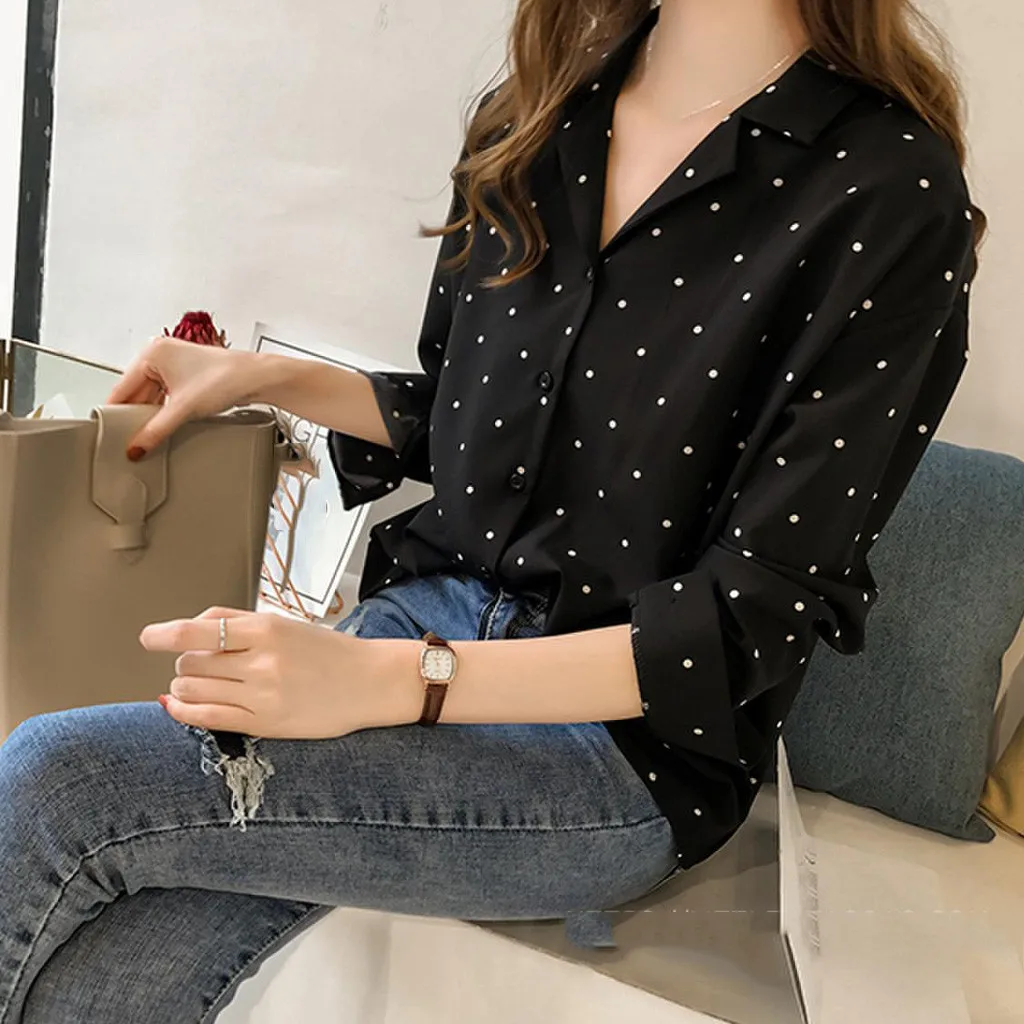 Polka Dot Blouse Women Shirt Long Sleeve Blouse Korean Female Tops Mujer De Moda Tunic Clothing Asian Size