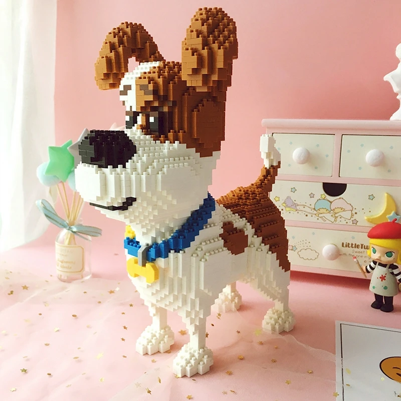 In stock Pet Dog Mike Animal 3D Model DIY Micro Diamond Mini Building Blocks Cartoon Bricks Assembly Toy Gift For Children 16013