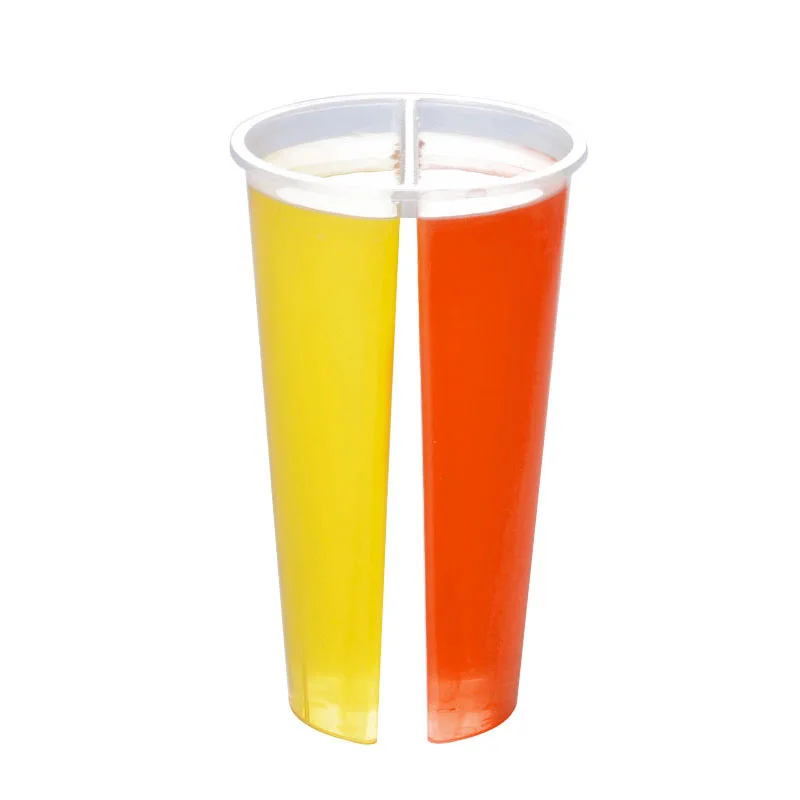 

10pcs 700ml Creative Double Grid Disposable Plastic Cup Hot Cold Drink Juice Share Cup Couple Sharing Cup